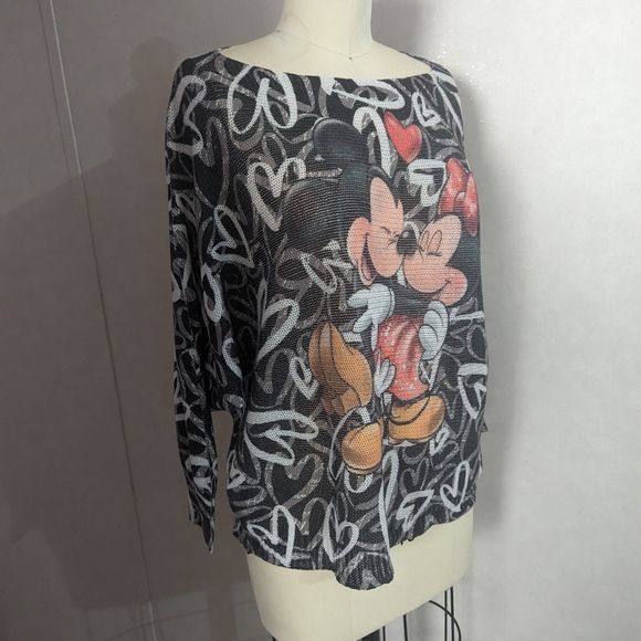 FREE For Humanity Dolman Sleeve Mickey and Minnie Mouse Top - Picture 4 of 12